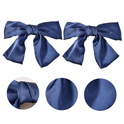 MAGICLULU 2st Schleife Haarnadel Stirnband Mit Großer Schleife Bowknot-haarnadel Rosige Lippen Haarspangen Für Damen Pferdeschwanz-haarschleifen Blau Fräulein Mädchen Haarschmuck Die Seide von MAGICLULU