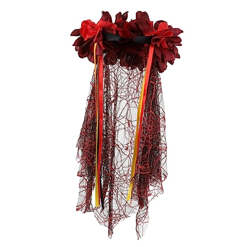 MAGICLULU 2st Stirnband Blaue Haaraccessoires Hochzeit Schwarze Haarbänder Weiblicher Partykopfschmuck Mädchen Stirnbänder Blumenstirnbänder Rose Schleife Damen Polyestertuch Feder Rot von MAGICLULU