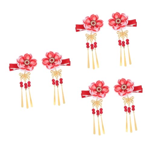 MAGICLULU 3 Paare Haarnadel frisierumhang frisuren scetcher damen haarklammet kirschmet tár Japanischer Stil Kopfbedeckung Kirschblüte Haarschmuck Kind schmücken Bettwäsche aus Baumwolle rot von MAGICLULU