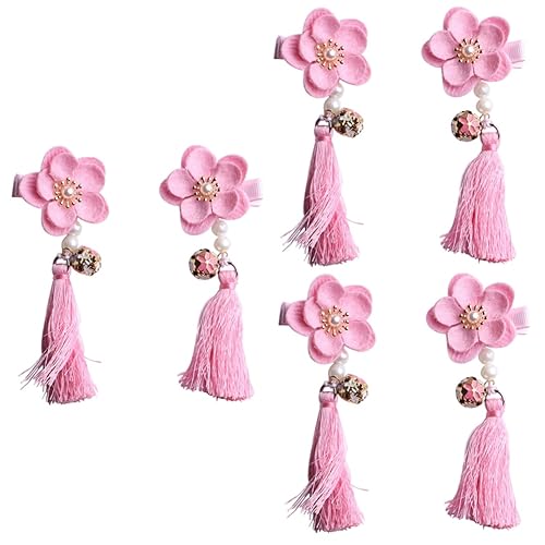 MAGICLULU 3 Paare Chinesische Haarspange Quasten Haarspangen Babyclips Für Haare Vintage-haarschmuck Hanfu Haarschmuck Haarspangen Für Kinder Mädchen Chinesischer Stil Rosa Seitenclip von MAGICLULU