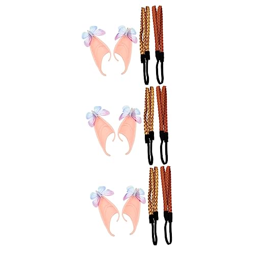 MAGICLULU 3 Sätze Elf Ohren Stirnband Geflochtenes Stirnband Fee Pixie-cosplay Make-up-haar-stirnbänder Realistische Elfenohren Elfenkostüm Mädchen Emulsion Damen Kleidung von MAGICLULU