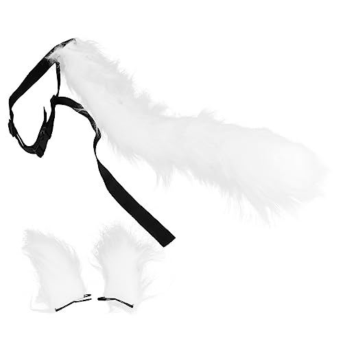 MAGICLULU 3 Sätze Fuchsohren Plüschohren Haarreifen Haargummis Party-kopfschmuck Fuchs Cosplay-outfit Tapeten Abziehen Und Aufkleben Kleideraccessoires Haarklemme Weiß Stirnband Tier von MAGICLULU