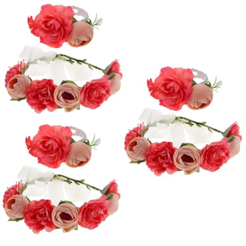 MAGICLULU 3 Sätze Kranz Stirnband Blumenkopfschmuck Brautaccessoires Haarband Blumengirlande die Krone Haarschmuck Teeparty-Accessoires für Frauen Feenkrone Hochzeit Korsage von MAGICLULU