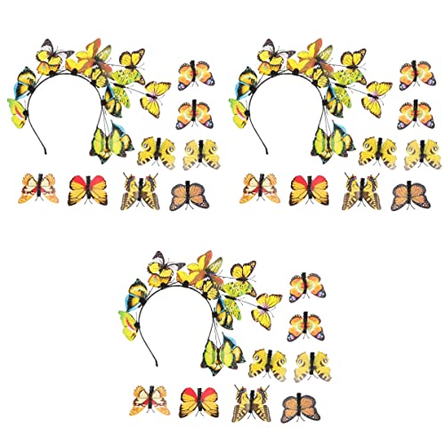 MAGICLULU 3 Sätze Schmetterlings-Stirnband Boho-Haarschmuck Mädchen-Outfit Hut Haar Klammern Haarklammer Stirnband für Mädchen Schmetterlinge Haarschmuck Halloween Haarnadel von MAGICLULU