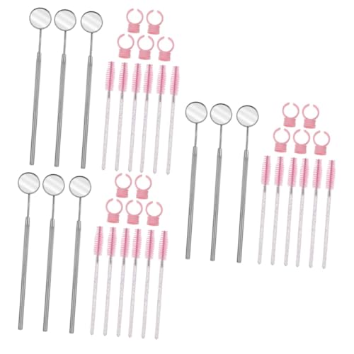 MAGICLULU 3 Sätze Wimpern Make-up-tools Applikatorbürste Für Wimpern Wimpernkleber Ring Cups Wimpern Verlängerung Kit Wimpernbürste Spiegel Lipgloss Rosa Plastik Frau Einweg von MAGICLULU