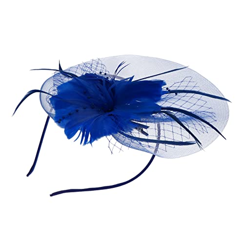 MAGICLULU 3 Stk Feder Haarnadel Haarschmuck Für Damen Fascinator-clip Blaue Haargummis Weißes Stirnband Mädchen-tiara Braut-tiara Gittergewebe Fräulein Hochzeit Zylinder von MAGICLULU