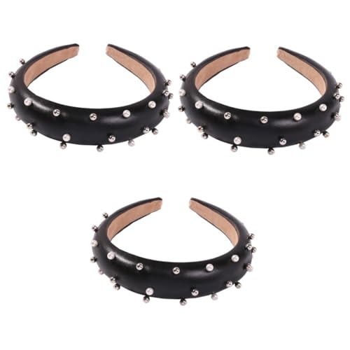 MAGICLULU 3 Stk Haarschmuck breites haarband geschenke für freundinen hochstihl Perlenstirnband modische Stirnbänder Haargummi Perlenhaarband Haarreifen Breitseite Schal Lipgloss Damen von MAGICLULU