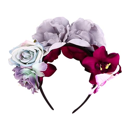 MAGICLULU 3 Stk Rosen Blumen Stirnband Haarschmuck Für Die Braut Weihnachts-haarschmuck Turban-stirnband Rosenstirnband Für Frauen Bandana Stirnband Tiara Urlaub Stoff Europäische Mode Kranz von MAGICLULU