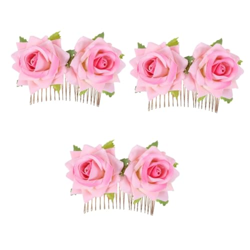 MAGICLULU 3 Stk Rosenhaar Haarschmuck Rose hochzeitshaar schmuck Rose Haarspange Kamm hochzeit kopfschmuck hochzeitsdeko Tiara Haarklammer braut haarkamm Strasssteine schmücken Brosche von MAGICLULU