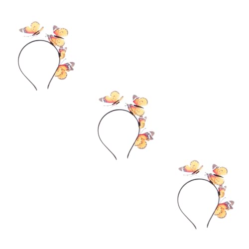 MAGICLULU 3 Stk Schmetterlings-Haarband Schmetterlinge Partydekoration damen stirnbänder hair accessories for girls orange Krone Hochzeitsdekoration Haarreifen für Mädchen Böhmen Schal Derby von MAGICLULU