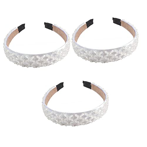 MAGICLULU 3 Stk Haarreif aus Kristall elegant Haarschmuck glitzerndes Haarband breites Stirnband geflochtene angelschnur Haargummi Perlen Haarreifen Mode-Haarreifen Mädchen von MAGICLULU