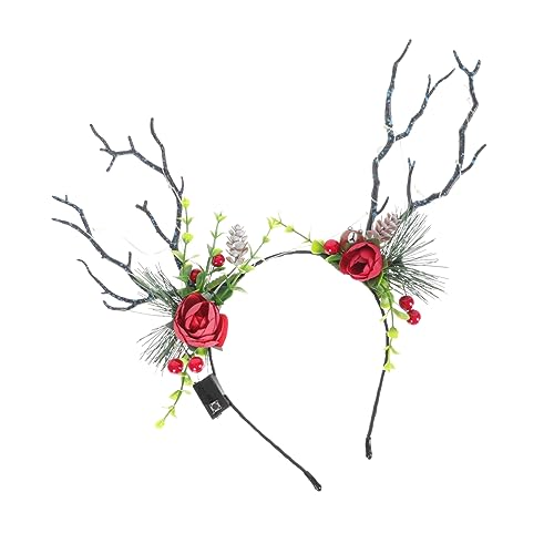 MAGICLULU 3 Stk Weihnachtsstirnband leuchtender haarreif leucht haargummi künstliche Äste leuchtender Weihnachtshaarreif weihnachtsdeko Haargummis Haarband-Requisite Kopfschmuck fein Zweig von MAGICLULU