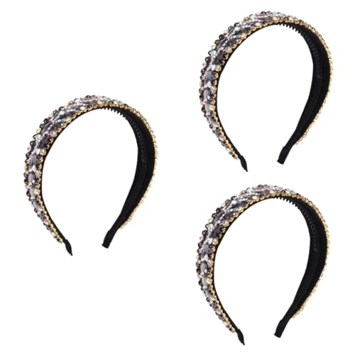 MAGICLULU 3 Stück Barock Stirnband Für Damen Kopfbedeckung Einfacher Stil Haarreifen Haarschmuck Kreativer Kopfschmuck Strass Stirnband von MAGICLULU