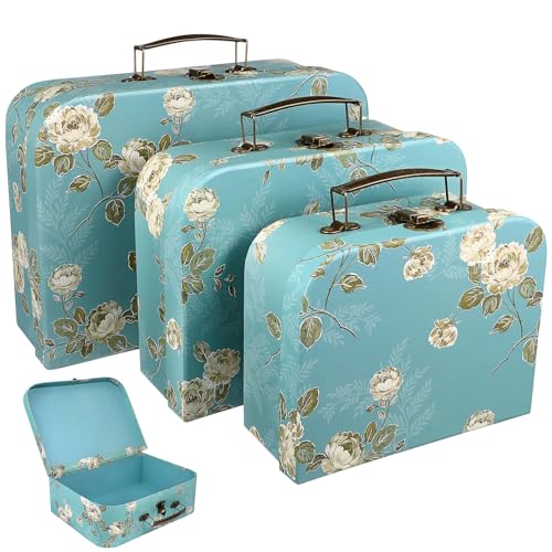 MAGICLULU 3 Stück Vintage Kartonkoffer mit Blumenmuster Dekorative Aufbewahrungsboxen aus Pappe für Hochzeit Geburtstag und Heimdekoration mit Metallgriffen MAGICLULU 3 Stück Vintage Kartonkoffer mit Blumenmuster Dekorative Aufbewahrungsboxen aus Pappe für Hochzeit Geburtstag und Heimdekoration mit Metallgriffen von MAGICLULU