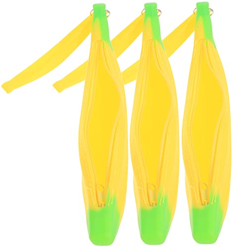 MAGICLULU 3st Bananen Federmäppchen Bananen-stiftetui Bleistift Geldbörse Federmäppchen in Bananenform Münzfach Mit Reißverschluss Süßes Federmäppchen Künstlich Südkorea Kieselgel Mädchen von MAGICLULU