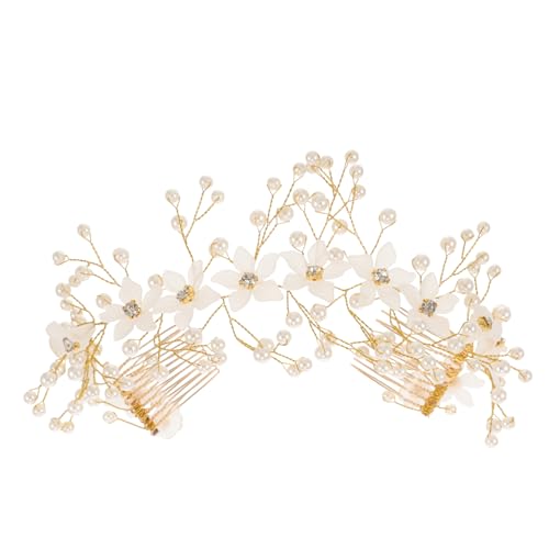 MAGICLULU 3St Braut Hochzeit Haarkamm haar spangen haarclips goldene haarspangen hairclips hair pin Haarband Haargummis Haarnadel Tiara-Stirnband Strass-Stirnband Strasssteine Kopfbedeckung von MAGICLULU