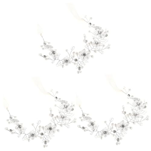 MAGICLULU 3st Braut Stirnband Perlenhaarschmuck Brautaccessoires Hochzeitsperle Haarband Strassbesatz Leuchtender Kopfschmuck Frauen Kopfschmuck Fräulein Polymer-ton Empfindlich Zubehör von MAGICLULU