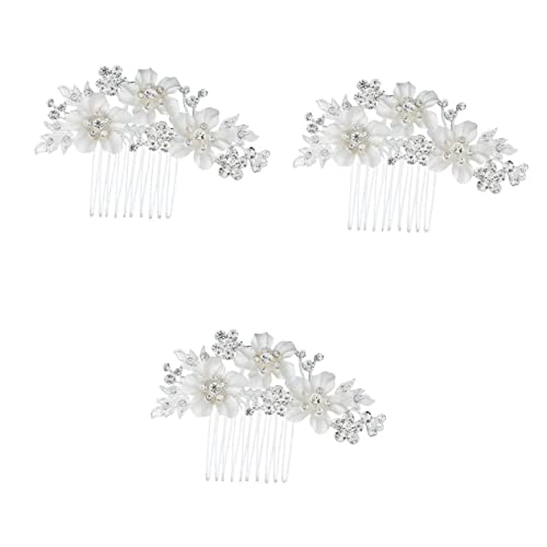 MAGICLULU 3St Brautkamm Blumenkopfschmuck Haarspange für Frauen hochzeitshaar schmuck wedding hair accessories haarschmuck Brauthaar-Seitenkamm strass braut haarkamm Diamant Zubehör Strass von MAGICLULU