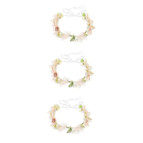 MAGICLULU 3St Brautkranz Stirnband Hochzeits-Requisiten Kinder-Tiara Blumengirlande kinder haarschmuck Haargummi Mädchen Foto Kopfschmuck Requisiten Blumenkranz-Stirnband Krone Kopfbedeckung von MAGICLULU