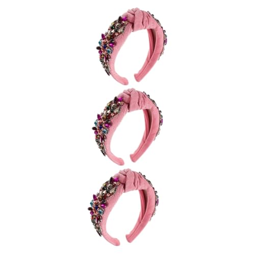 MAGICLULU 3St Diamant- und Perlenstirnband breites haarband haarreif rosa Haarschmuck für Mädchen Stirnband-Dekor Haargummis geknotetes breites Stirnband Haarschmuck für die Dame bekleidet von MAGICLULU