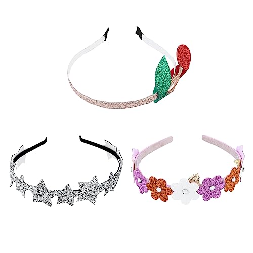 MAGICLULU 3St Glitzerndes Stirnband für Kinder glitzerndes Haarteil Haaraccessoires haarschmuck Kirschhaar-Accessoires Haare für Mädchen die Blumen Baby Kunststoff von MAGICLULU