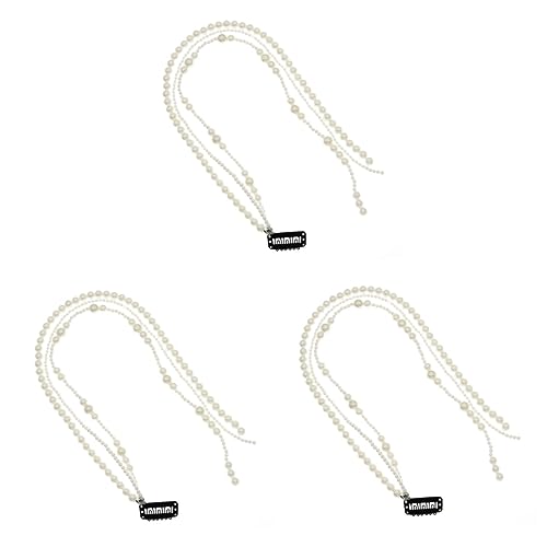 MAGICLULU 3St Haarschmuck mit Perlenplatte hair accessories for hochzeitshaar schmuck kristall haar Haarschmuck für die Hochzeit Haargummi Haarband Haarperlen Kopf Kette Quaste Braut von MAGICLULU