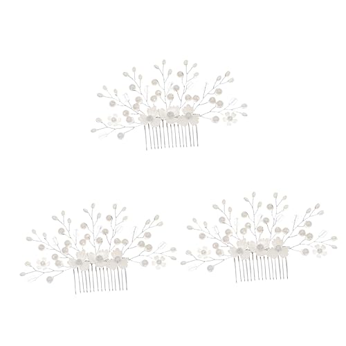 MAGICLULU 3st Haarspange Mit Herz Aus Strass Hochzeitshaarschmuck Für Bräute Blumenmädchen-kopfschmuck Hochzeit Haarspange Metall Tiara Kamm Kristall Zinklegierung Weiß Braut Haarnadel von MAGICLULU