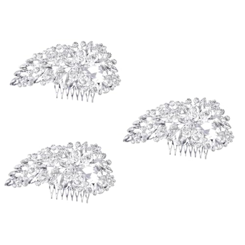 MAGICLULU 3St Hochzeit Haarkamm Haarseitenkamm mit Kristallblumen Haarspangen Braut- Haar Strass Tiara Brautkamm Haarschmuck für die Braut Wassertropfen Kopfbedeckung Zubehör von MAGICLULU