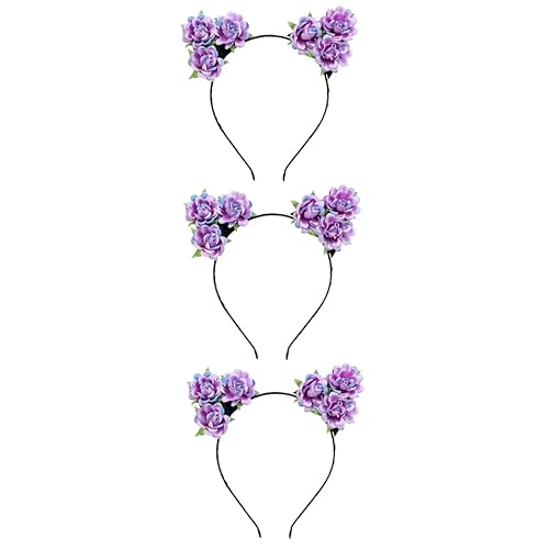 MAGICLULU 3st Katzenohren Haarband Stirnbänder Für Mädchen Cosplay-stirnband Mädchen Stirnbänder Party-stirnband Stirnband Für Mädchen Haarreifen Tiara Niedlich Schmücken Eltern-kind Violett von MAGICLULU