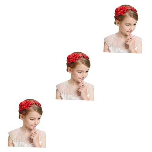 MAGICLULU 3St hübsches Haarband kinder haarschmuck Kinder Kopfschmuck Stirnbänder aus Spitze rote Haaraccessoires Kopfschmuck für Kinder Haarreifen für Mädchen Ziemlich Kopfbedeckung Zubehör von MAGICLULU