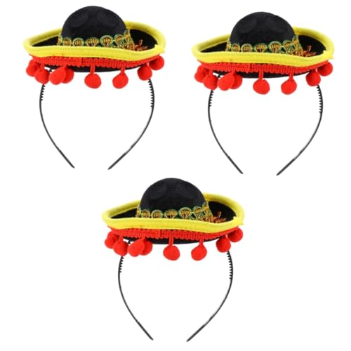 MAGICLULU 3st Mexiko Haarbänder Fiesta-taco-partyzubehör Männer Stirnband Herrenhüte Ausgestattet Fiesta-partyhüte Sombrero-stirnbandhut Stirnbänder Für Kinder Bankett Strohhut Haustier von MAGICLULU