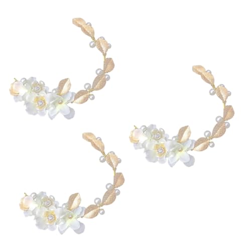 MAGICLULU 3St Braut Kopfschmuck haarreif geburtstag haarschmuck abschlussball goldenes Stirnband Haarschmuck aus Perlen goldene Tiara Perlenblumen-Stirnband Hochzeit Mosaik von MAGICLULU