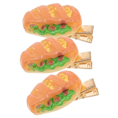 MAGICLULU 3St Simulierte Keks-Hotdog-Haarnadel für Kinder haarspange kinder haarklammer kinder lustige Haarnadeln Süße Hamburger-Haarspangen Hot Dogs Tiara Haarschmuck für Damen Kekse von MAGICLULU