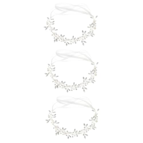 MAGICLULU 3St Strass-Perlen-Stirnband Haargummis für Mädchen Reben Haarschmuck für die Hochzeit Haarband Haarschmuck für Mädchen braut kopfschmuck Strasssteine Kopfbedeckung Haarring von MAGICLULU