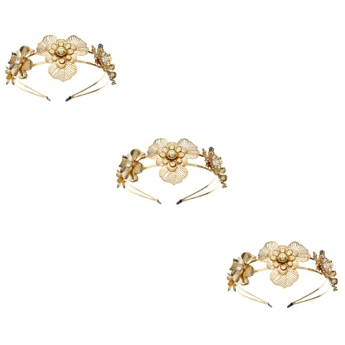 MAGICLULU 3St doppeltes Stirnband griechisches Stirnband Accessoires für Damen hochzeitshaar schmuck wedding hair accessories kopfschmuck goldene Kopfbedeckung Diademe für Frauen Gold von MAGICLULU