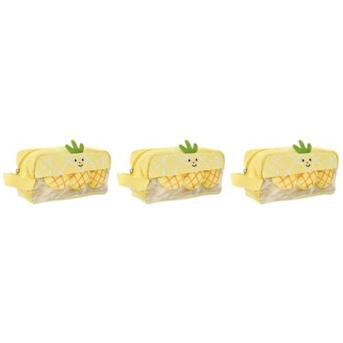 MAGICLULU 3st Federmäppchen Obst Federmäppchen Ananas Federmäppchen Aus Früchten Aufbewahrungstasche Mit Reißverschluss Aufbewahrungstasche Für Schreibwaren Etui Segeltuch Student Mädchen von MAGICLULU