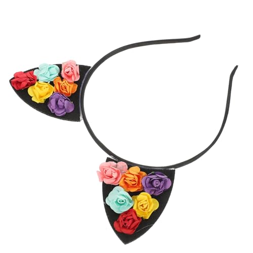 MAGICLULU 3St Stirnband haarschmuck haar zubehör Bühnenperformance Haarreif Komfortabler Haarreif Tiara Ohr Haarbänder Haarband die Blumen Kopfbedeckung buntes Papier Kleine von MAGICLULU