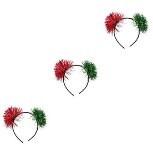 MAGICLULU 3St helles Seidenkugel-Stirnband Mädchen Stirnband weihnachtskugel stirnband haarschmuck Haarband Stirnband Requisiten Party-Performance-Kopfschmuck flauschige metallische Linie von MAGICLULU