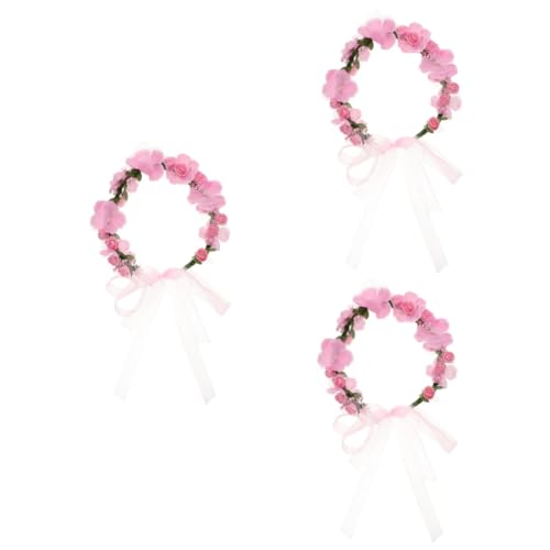 MAGICLULU 3St künstlicher Blumenkranz hochzeitshaar schmuck wedding hair accessories lebensechtes Kranz-Stirnband Blumenfee Blumengirlande haarschmuck Strandkranz Stirnband Haarkranz Mädchen von MAGICLULU