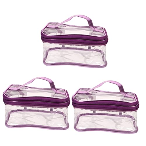 MAGICLULU 3st wasserdichte Kosmetiktasche Klare Make-up-Tasche Große Make-up-Organizer-Tasche Große, Durchsichtige Kosmetiktasche Schminktasche Groß Bilden Violett Reisen PVC Bunt Handtasche von MAGICLULU