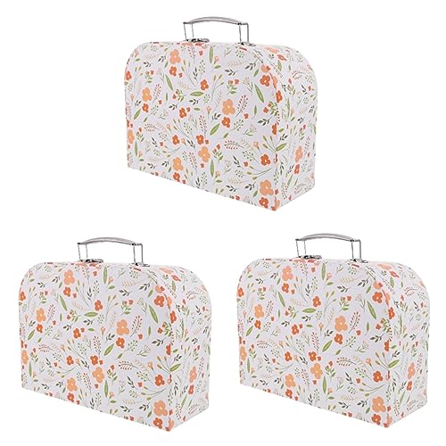 MAGICLULU 3er-Box Aufbewahrungskoffer Schatztruhe Basteln Papier Schachteln Aufbewahrungstasche Für Blumen Etui Für Kleinigkeiten Mit Blumenmuster Spielzeug Legierung Verschiedenes Reisen von MAGICLULU