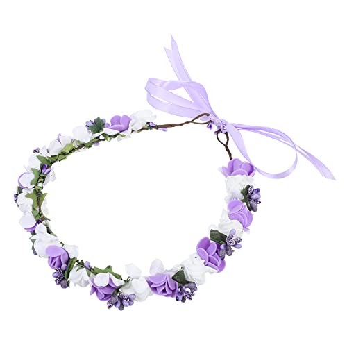 MAGICLULU 3st Brautjungfer Kinderkranz Brautkranz-stirnband Stirnbänder Für Mädchen Blumenkranz Krone Erdbeer Haarschmuck Heiligenschein Fräulein Violett Bohemien Pe-schaum von MAGICLULU