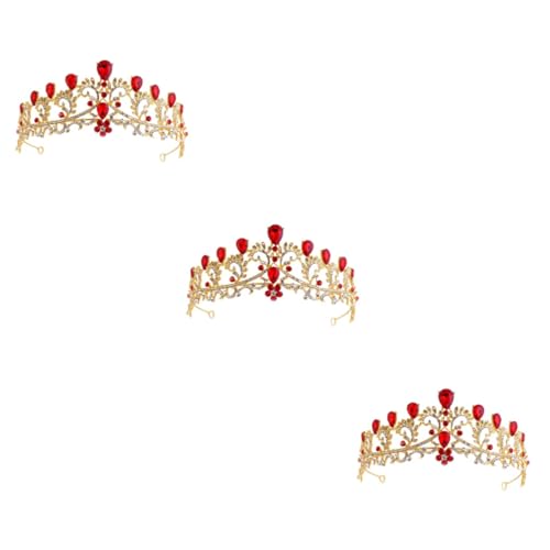 MAGICLULU 3St frauen stirnband Haargummis für Mädchen Haarband Kopfschmuck aus Strass haarschmuck haar zubehör Mädchen Kopftuch Brautkrone Barock- Schal Haarring Kopfbedeckung Damen rot von MAGICLULU