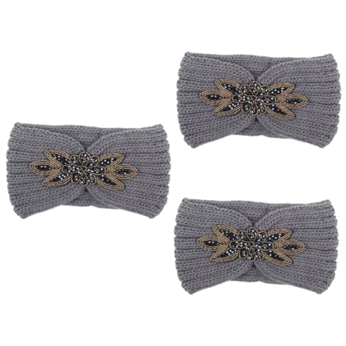 MAGICLULU 3st Haarreifen Haarturbane Für Frauen Schleife Haarband Gestricktes Stirnband Kopfschmuck Aus Kristall Boho-bandana Stirnbänder Für Damenhaar Winter Fräulein Mode Kopfbedeckung von MAGICLULU