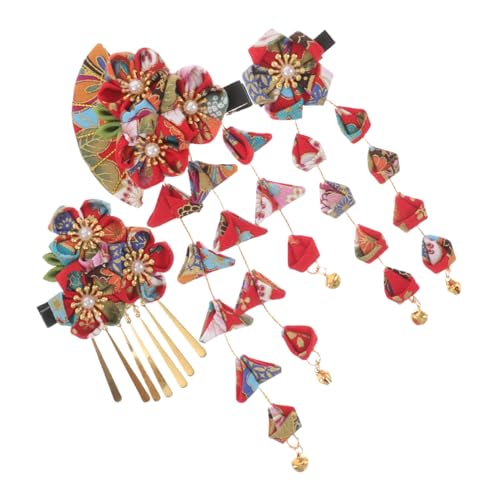 MAGICLULU 3st Japanisches Haarspangen-set Japanisches Kimono-kostüm Japanische Blumen-haarnadeln Mit Quasten Japanische Haaraccessoires Für Frauen Haarspangen Mit Kimono-quasten Stoff von MAGICLULU