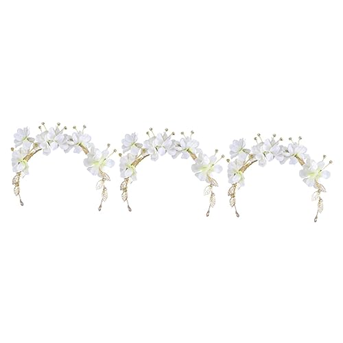 MAGICLULU 3St Künstlicher Blumenkopfschmuck Handgefertigtes Blumenhaarband mit weißen Blüten Tiara für Mädchen weiße Stirnbänder Haargummis Stirnband frauen kopfschmuck von MAGICLULU