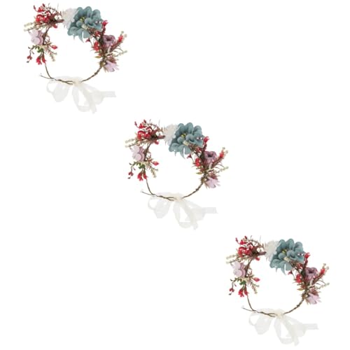 MAGICLULU 3st Kranz Strand-stirnband Herbstdeko Blumenstirnbänder Floraler Kopfschmuck Haarbänder Stirnband Blumendekorationen Weihnachtsdekoration Stoff Hochzeit Blumenkopfschmuck Fräulein von MAGICLULU