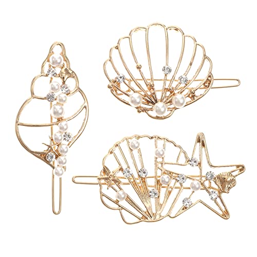 MAGICLULU Haarspangen Mit Muscheln Aus Metalllegierung Haarspangen Mit Perlen Für Frauen Und Mädchen 3 Stück MAGICLULU Haarspangen Mit Muscheln Aus Metalllegierung Haarspangen Mit Perlen Für Frauen Und Mädchen 3 Stück von MAGICLULU