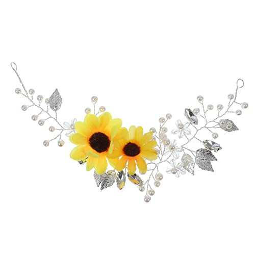 MAGICLULU 3st Sonnenblumen-stirnband Haarspangen Mit Strass Haarbänder Für Mädchen Haarrebe Strass Mädchen-stirnband Sonnenblumen-haarspange Haarband Braut Stoff Strasssteine Kopfbedeckung von MAGICLULU