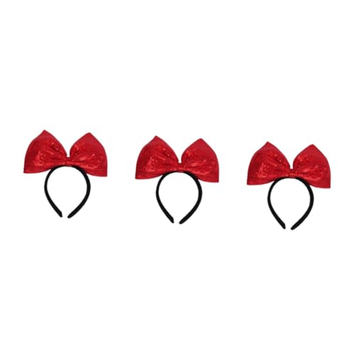 MAGICLULU 3st Stirnband Mit Pailletten Haarschmuck Für Babymädchen Bowknot-haarreifen Wurzelkamm-applikatorflasche Haargummis Für Mädchen Stirnbänder Kopfschmuck Rot Maus Krawatte von MAGICLULU